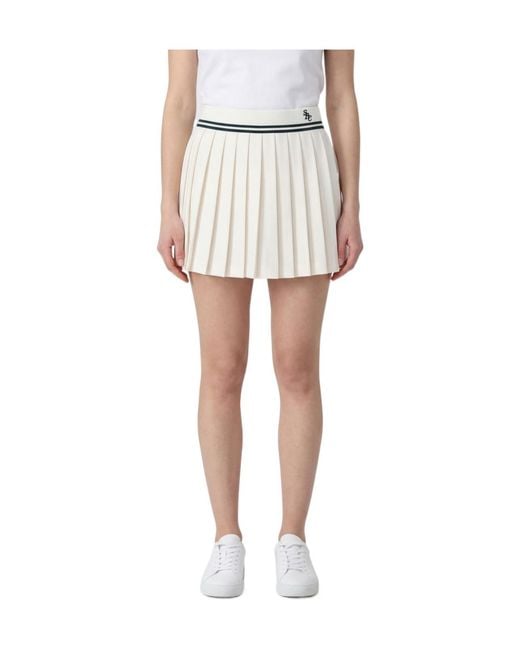Sporty & Rich White Abigail Pleated Mini Skirt