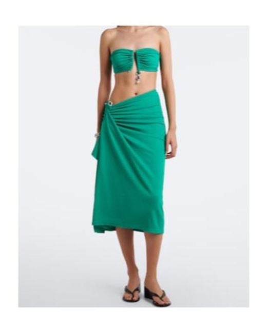 Christopher Esber Green Crystal Pendant Jersey Midi Skirt