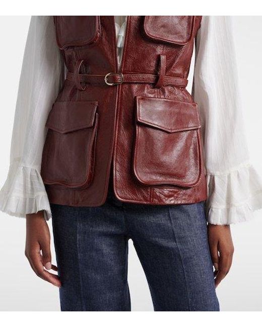 Dorothee Schumacher Red Broken Shine Leather Vest