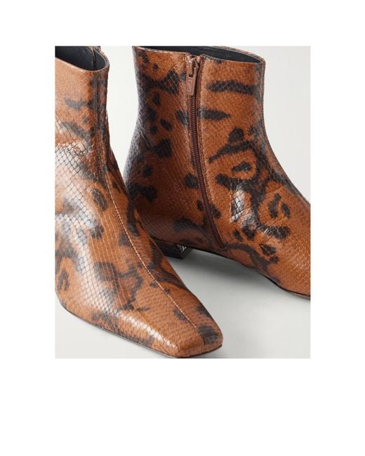 Proenza Schouler Brown Trap Snake-Effect Leather Ankle Boots