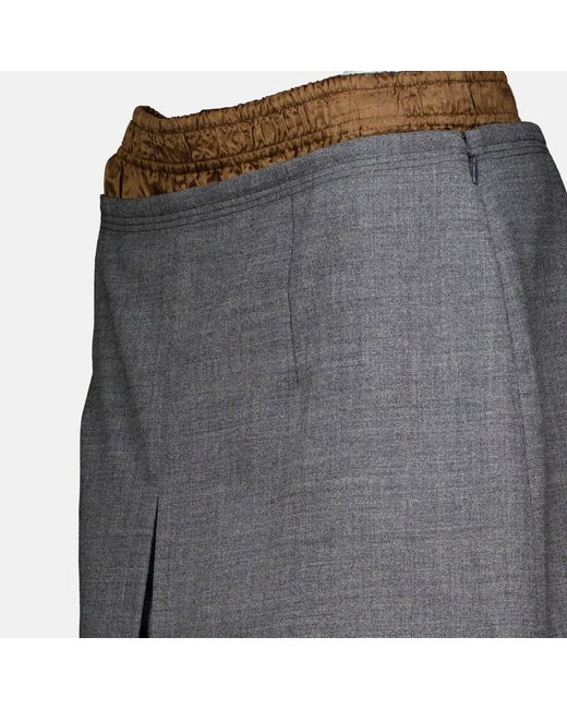 Prada Gray Rush Stitch Midi-Skirt