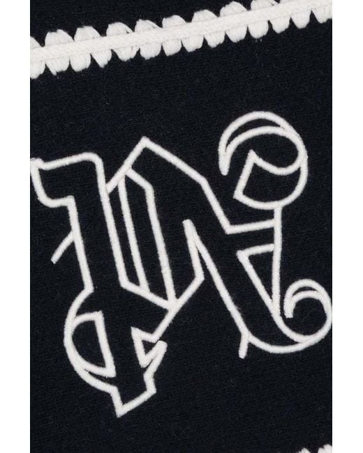 Palm Angels Blue Logo Intarsia-Knit Jumper for men