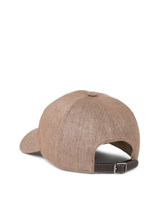 Brunello Cucinelli Brown Linen Blend Baseball Cap