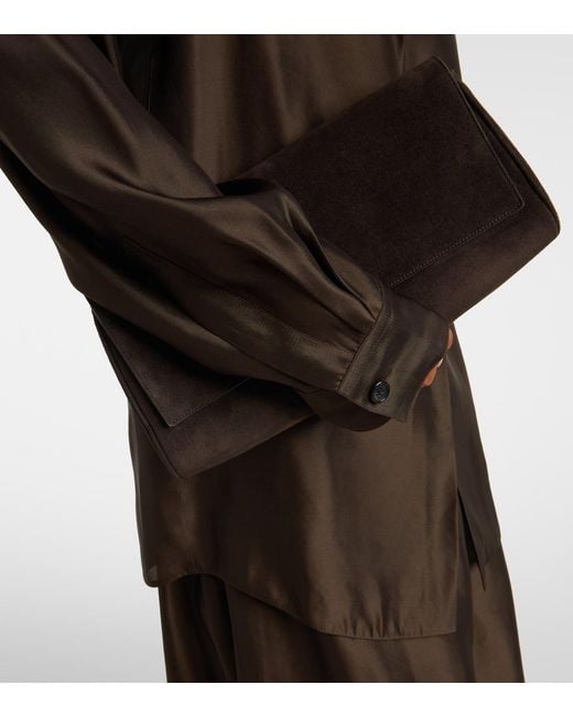 Khaite Brown Auryn Oversized Satin Shirt