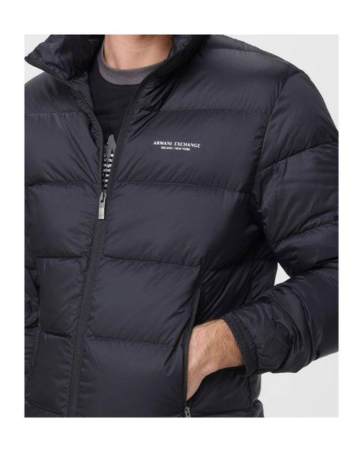 ARMANI EXCHANGE Black Quilted Zip Jacket for men
