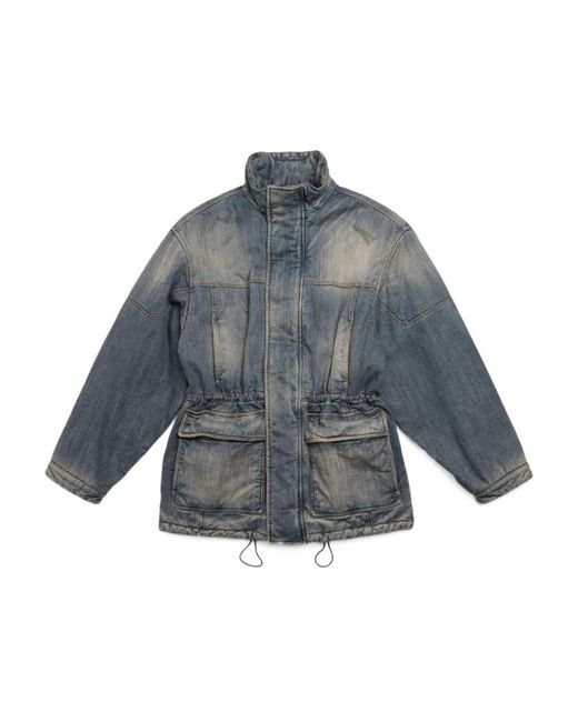 Balenciaga Blue Faded Denim Drawstring Jacket for men