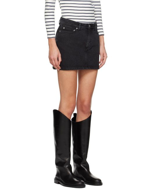 A.P.C. Black Washed Denim Mini Skirt