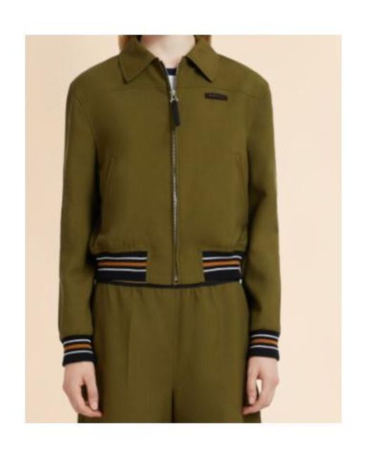 Marni Green Logo Patch Zipped Bomber Jacket