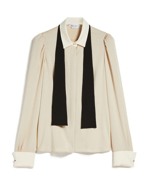 Max Mara Natural Button Detailed Long-Sleeved Blouse