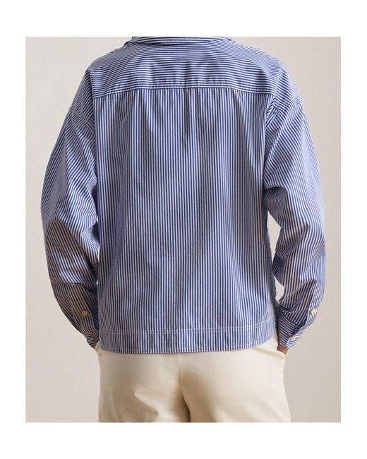 Ralph Lauren Blue Lauren Striped V-Neck Shirt