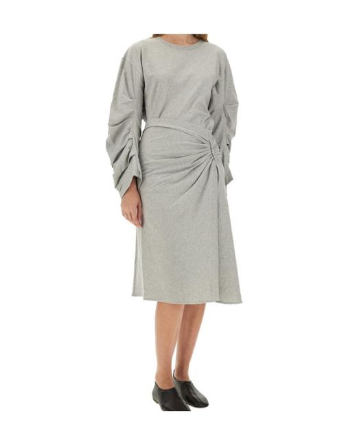 Dries Van Noten Gray Asymmetric Draped Midi Skirt