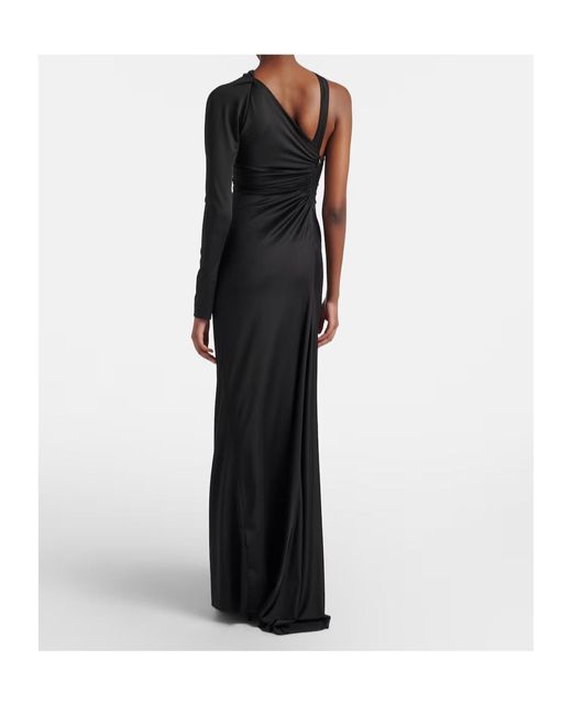 Victoria Beckham Black Ruched One-Shoulder Maxi Dress