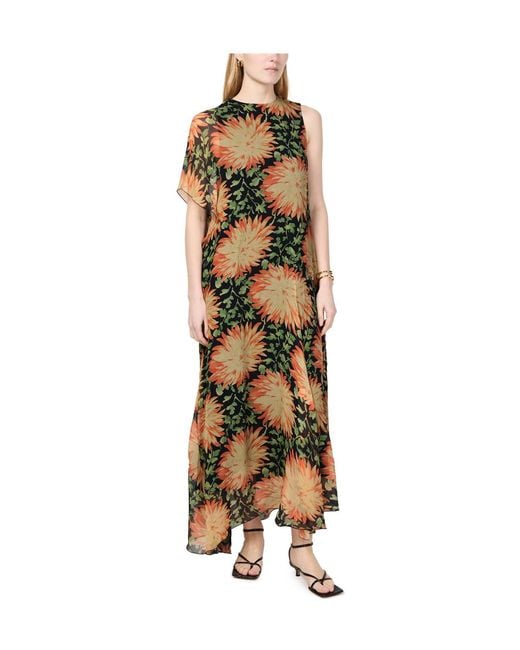 Loewe Metallic Floral Print Flowing Dress