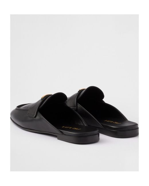 Prada Black Square-Toe Slip-On Mules