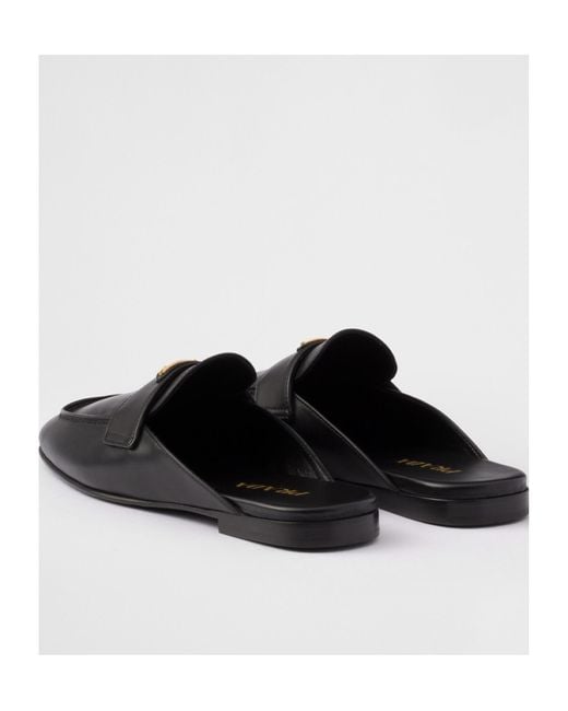 Prada Black Square-Toe Slip-On Mules