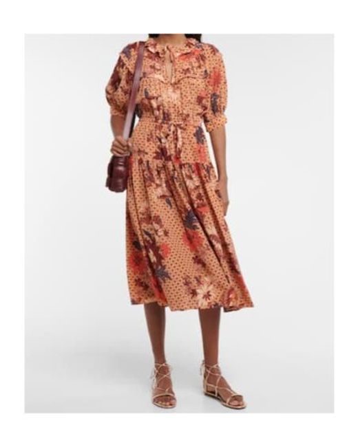 Ulla Johnson Orange Printed Mid-Length Dress