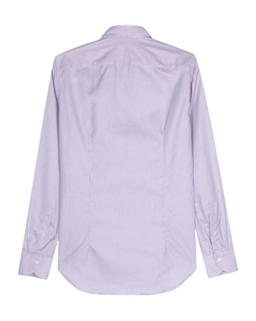 Canali Purple Geometric-Pattern Cotton Shirt for men
