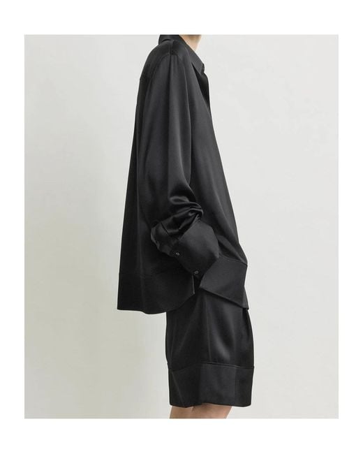 Totême  Black Totême Long-Sleeved Tuxedo Shirt