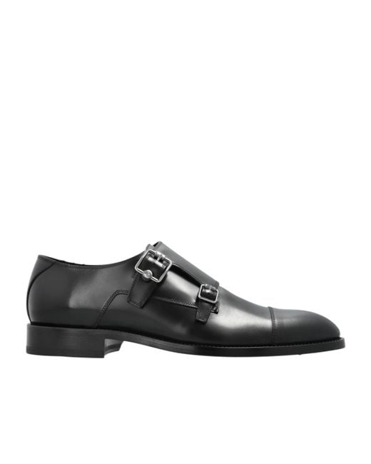 Jimmy Choo Black Finnion Monkstrap Derby Shoes for men