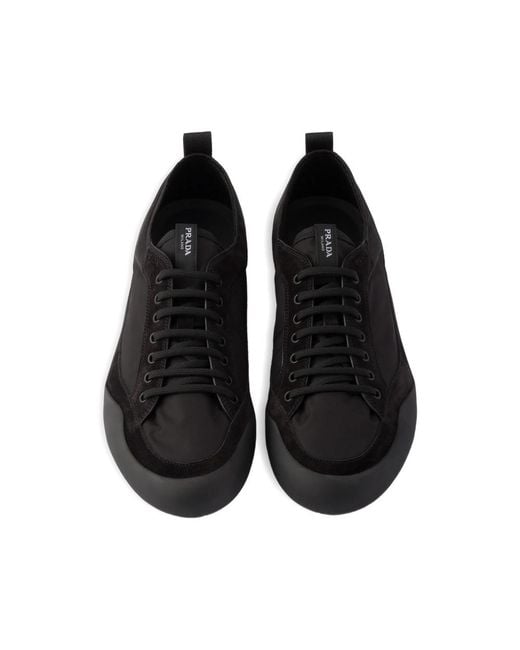 Prada Black Lace-Up Sneakers for men