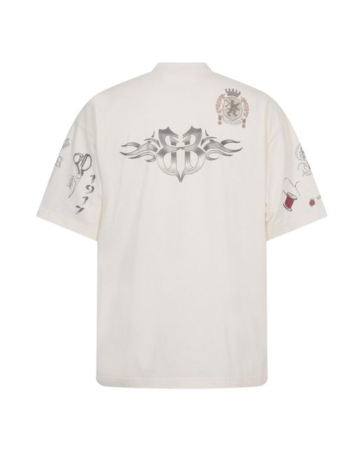 Balenciaga White Oversized Fit T-Shirt for men