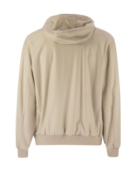 Fedeli Natural Reversible Hooded Bomber Jacket for men