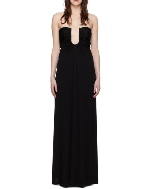 Christopher Esber Black Ruched Strapless Dress
