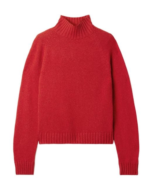 The Elder Statesman Red Cashmere Turtleneck Sweater