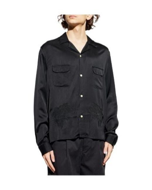 AllSaints Black Yodo Embroidered Shirt