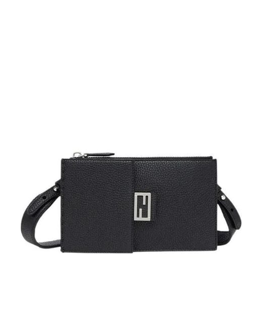 Fendi Black Baguette Phone Crossbody Bag for men