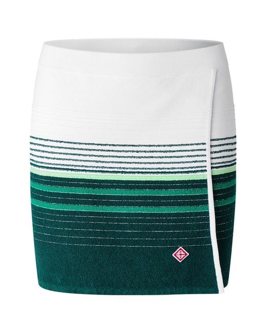 Casablanca Green Striped Wrap-Front Mini Skirt