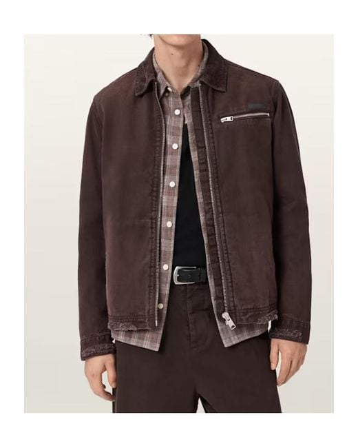 AllSaints Brown Rothwell Zip-Front Jacket for men