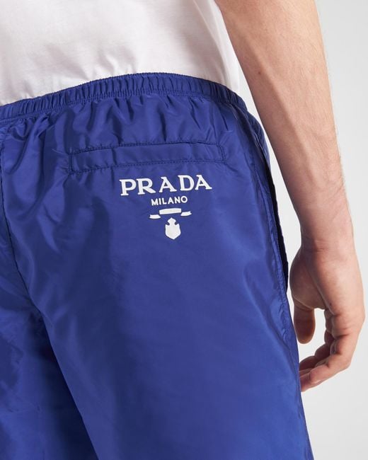 Prada Blue Logo Printed Swim Shorts for men