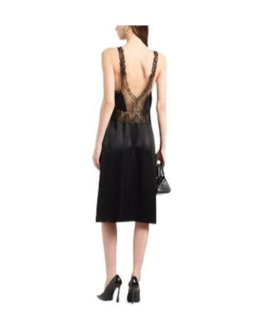 Saint Laurent Black Solid-Color Satin Spaghetti Strap Dress