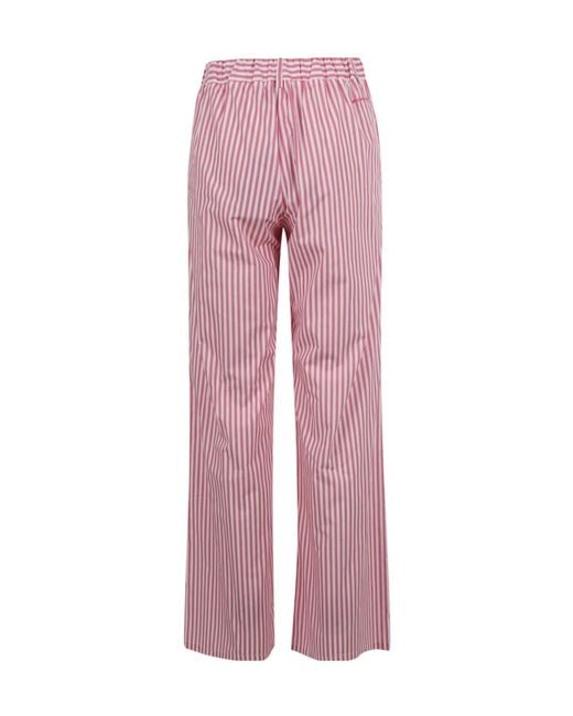 ERMANNO FIRENZE Pink Striped Wide-Leg Trousers