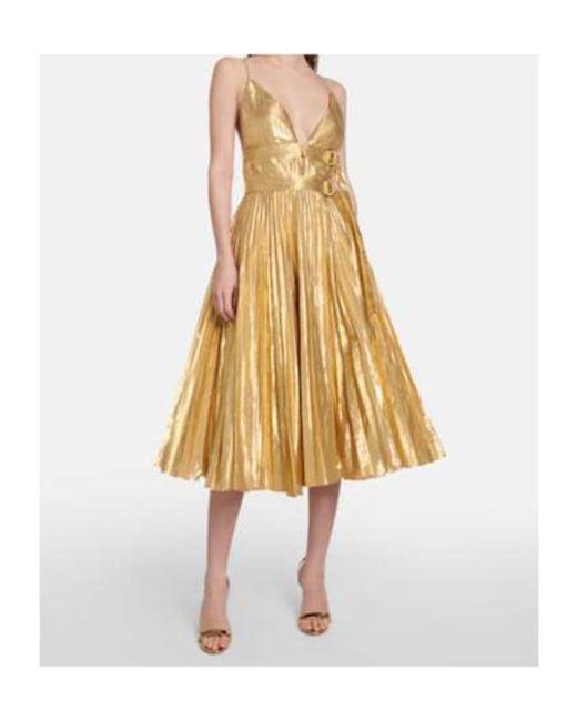 Altuzarra Metallic Winda Pleated Midi Dress