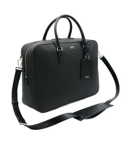 Tom Ford Black Zip-Up Briefcase for men