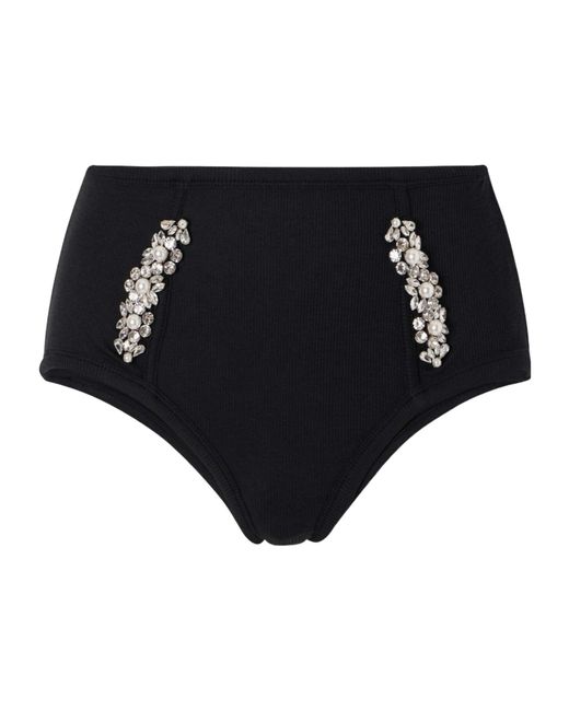 Simone Rocha Black Embellished Ribbed Shorts