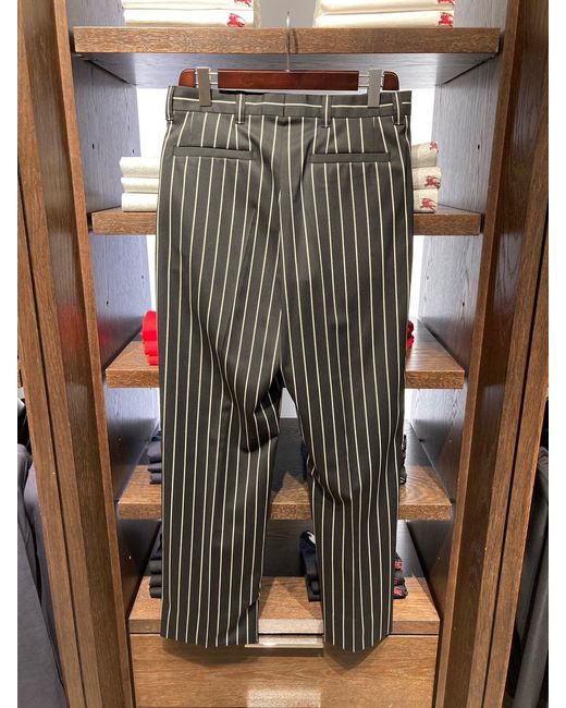 Burberry Black Pinstripe Twill Casual Trousers for men