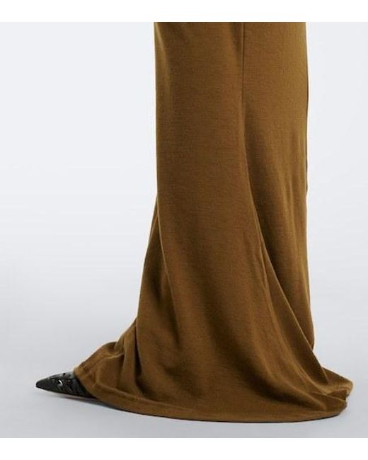 Mugler Brown Wool-Blend Jersey Polo Dress