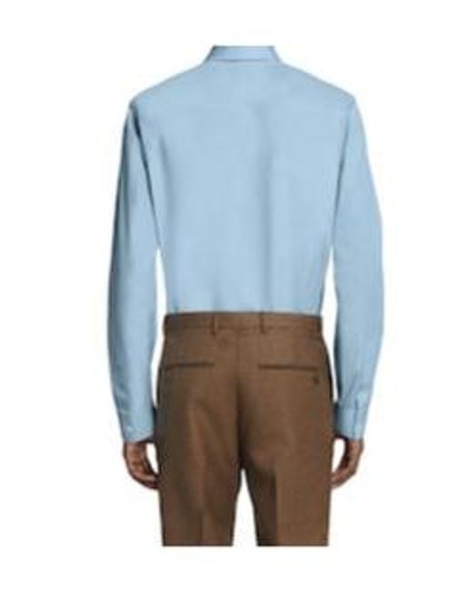 Gucci Blue Collared Long-Sleeved Shirt for men
