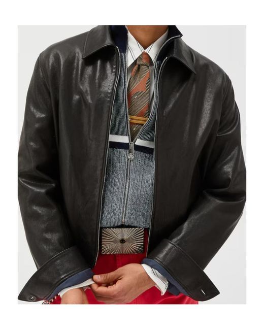 Versace Black Zip-Up Leather Blouson for men