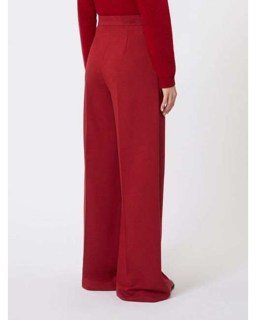 Max Mara Red High-Rise Wide-Leg Pants