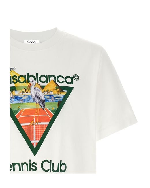 Casablanca White 'Tennis Club' Front Print T-Shirt for men