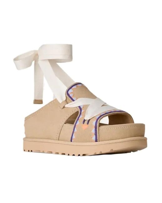 Ugg Natural Goldenstar Hi Artistitch Lace-Up Sandals