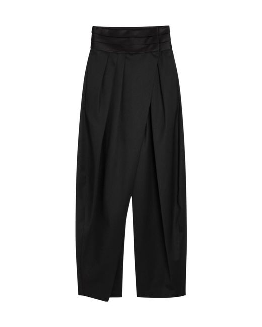 Alaïa Black Barrel-Leg Silk And Stretch-Wool Trousers