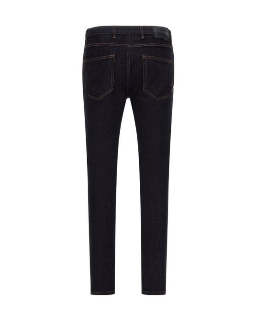 Pt Pantaloni Blue Contrast-Stitching Skinny Jeans for men
