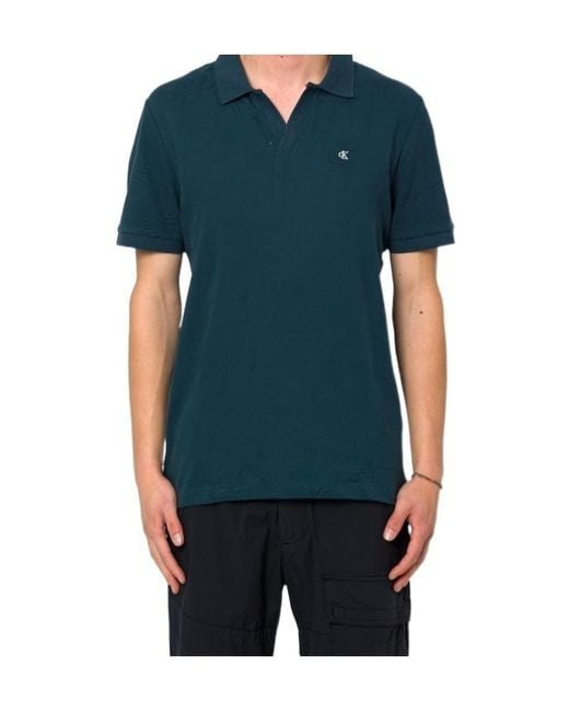 Calvin Klein Blue Logo-Embroidered Polo Shirt for men