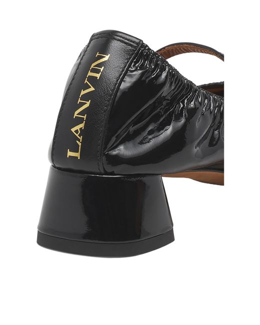 Lanvin Black Wedge-Heel Buckle-Strap Ballerinas