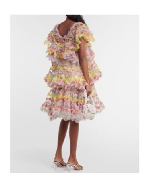 SUSAN FANG Pink Tiered Midi Dress